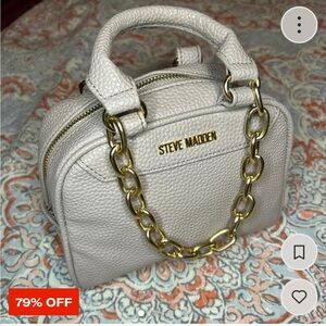 Steve Madden Cream Mini Bag with Gold Chain